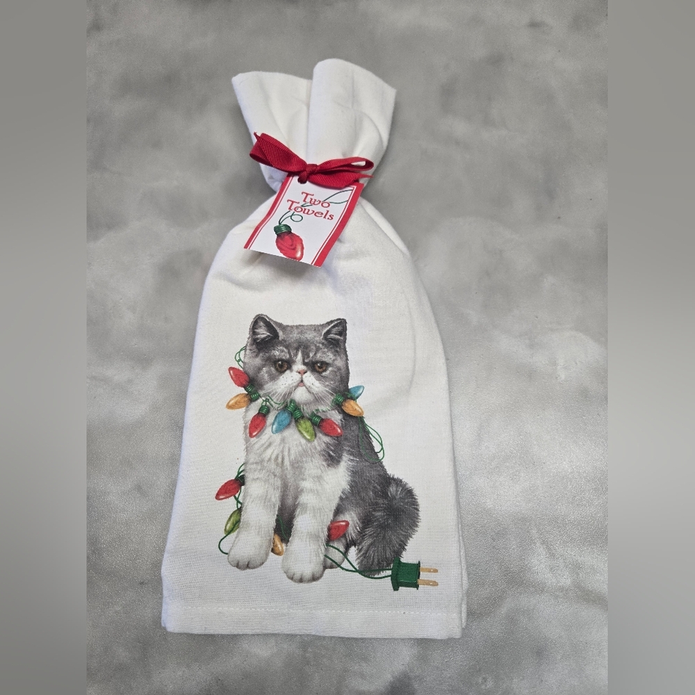 Mary Lake Thompson Festive Cat Kitchen Holiday Towel Set Of 2